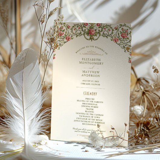 Viktorianisches Verziertes Gold-Arsch- und Rosenpr Einladung