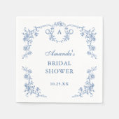 Viktorianisches Verziertes Grace Blue Floral Braut Serviette (Vorderseite)