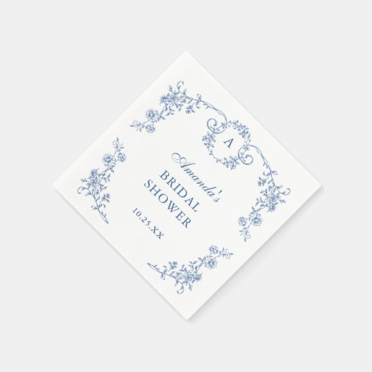 Viktorianisches Verziertes Grace Blue Floral Braut Serviette (Ecke)