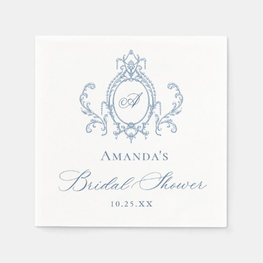 Viktorianisches Verziertes Grace Dusty Blue Brautp Serviette (Vorderseite)