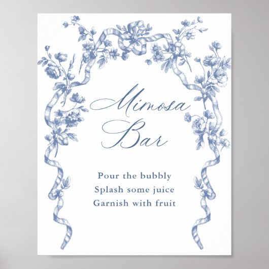 Viktorianisches Verziertes Grace Dusty Blue Mimosa Poster (Vorne)