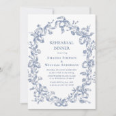 Viktorianisches Verziertes Grace Dusty Blue Probe Einladung (Vorderseite)