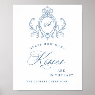 Viktorianisches Verziertes Grace Floral Blue Braut Poster