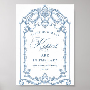 Viktorianisches Verziertes Grace Floral Blue Braut Poster