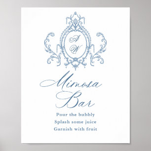 Viktorianisches Verziertes Grace Floral Blue Mimos Poster