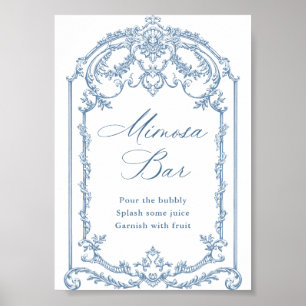 Viktorianisches Verziertes Grace Floral Blue Mimos Poster