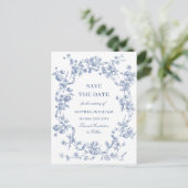 Viktorianisches Verziertes Grace Floral Blue Save  Postkarte (Stehend Vorderseite)