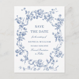 Viktorianisches Verziertes Grace Floral Blue Save Postkarte
