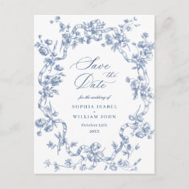 Viktorianisches Verziertes Grace Floral Blue Save Postkarte