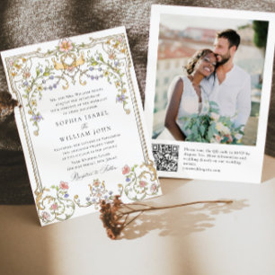 Viktorianisches Verziertes Grace Floral Frame Wedd Einladung