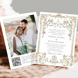 Viktorianisches Verziertes Grace Floral Frame Wedd Einladung