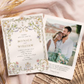 Viktorianisches Verziertes Grace Floral Frame Wedd Einladung