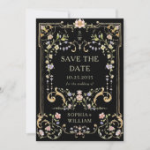 Viktorianisches Verziertes Grace Floral Frame Wedd Save The Date (Vorderseite)