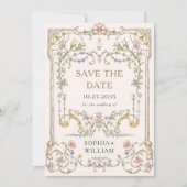 Viktorianisches Verziertes Grace Floral Frame Wedd Save The Date (Vorderseite)