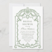Viktorianisches Verziertes Grace Sage Green Brautp Einladung (Vorderseite)