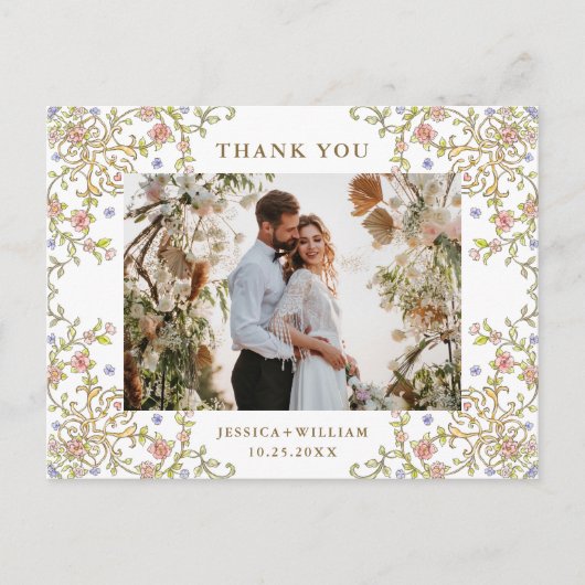 Viktorianisches Verziertes QR-Foto Vielen Dank Postkarte (Vorderseite)