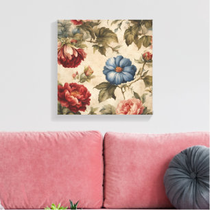 Viktorianisches vintage Blumenmuster Leinwanddruck