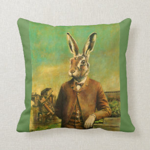 Viktorianisches Vintage-Wurfkissen mit Hasen Kissen