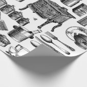 viktorianisches Vintages antikes Küchengeschirr Geschenkpapier (Ecke)