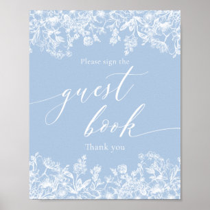 Viktorianisches Vintages Blue Floral Guest Book Si Poster