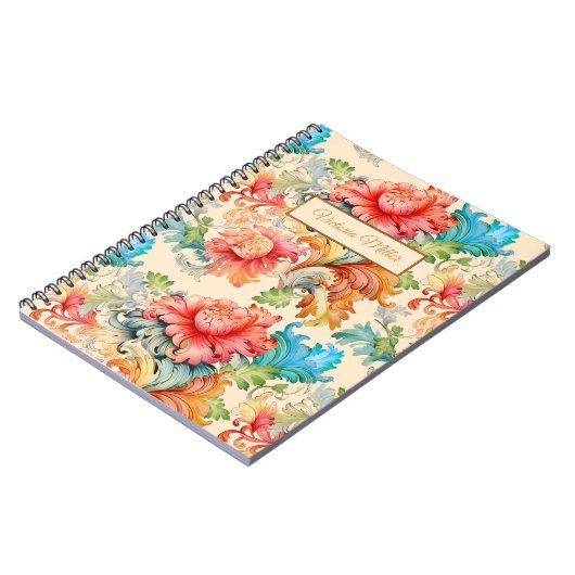 Viktorianisches Vintages Blumenmuster Notizblock (Linke Seite)