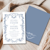 Viktorianisches Vintages Dusty Blue Wedding Monogr Einladung