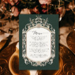 Viktorianisches Vintages elegantes Emerald Green G Menükarte<br><div class="desc">REICHE EMERALD,  WALDBREEN MIT GOLD,  FORMAL ABENDESMENÜ FÜR DIE REZEPTION ODER DAS BRAUTPARTY. Klassisches und fabelhaft verziertes,  goldfarbenes Aussehen,  Viktorianischer barocker Rokoko-Rahmen über einem Vintagen Ton-on-Ton-Damast-Muster in dunklem Jägergrün,  das von Audrey Jeanne Roberts,  international lizenzierter Künstlerin,  grafisch entworfen wurde</div>