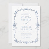 Viktorianisches Vintages französisches Foto Blue W Einladung (Vorderseite)