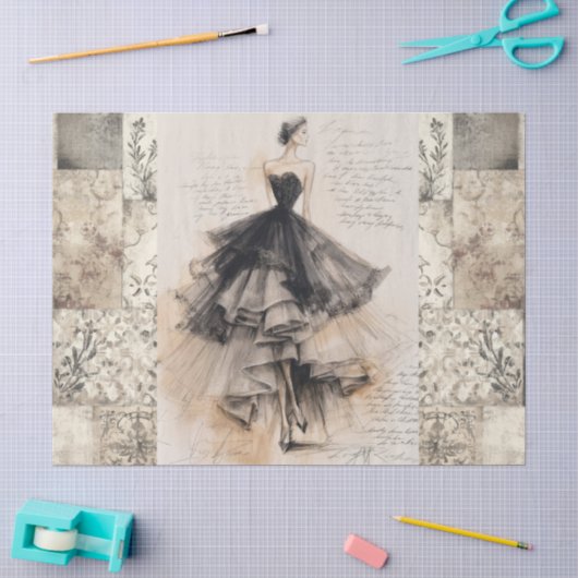 Viktorianisches Vintages Kleid Ephemera Seidenpapier (Basteln)