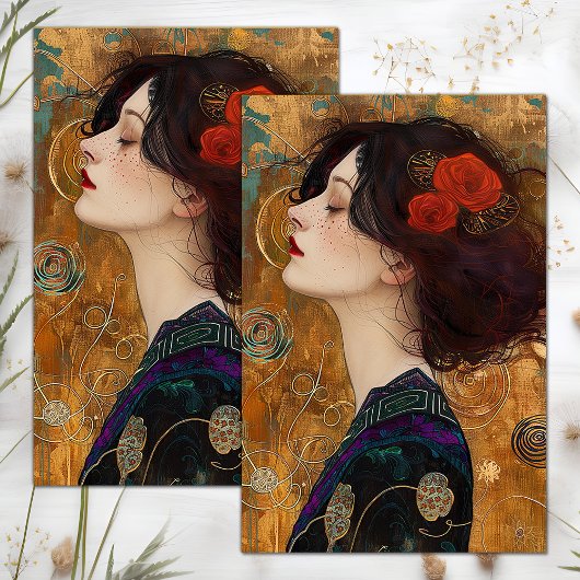 VIKTORIANISCHES VINTAGES LADY DECOUPAGE TISSUPAPIE SEIDENPAPIER