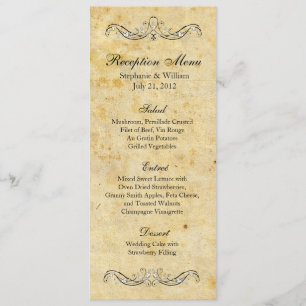 Viktorianisches Vintages Menü mit Verzierten Empfä Menükarte