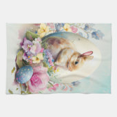 Viktorianisches Vintages Ostern Bunny & Blume Geschirrtuch (Horizontal)
