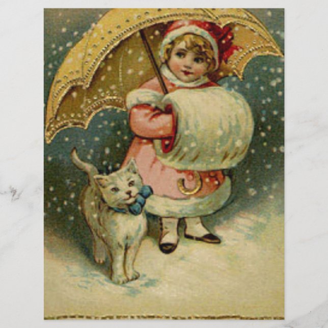 Viktorianisches Vintages Retro Kind und Katze Weih (Vorderseite)