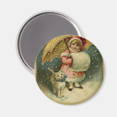 Viktorianisches Vintages Retro Kind und Katze Weih Magnet (Vorderseite/Rückseite)