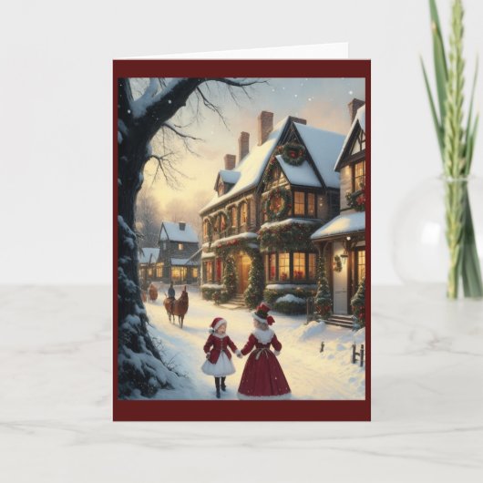 Viktorianisches Vintages Retro-Weihnachten Feiertagskarte (Vorderseite)