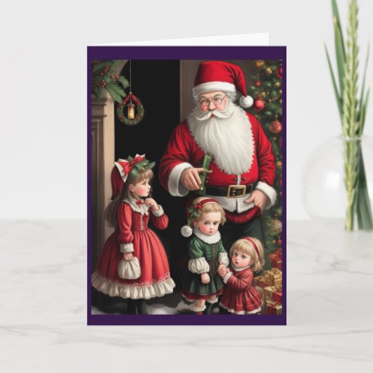 Viktorianisches Vintages Retro-Weihnachten Feiertagskarte (Vorderseite)