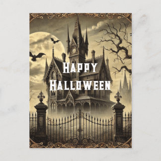 Viktorianisches Vintages Spuk Haus Happy Halloween Feiertagspostkarte