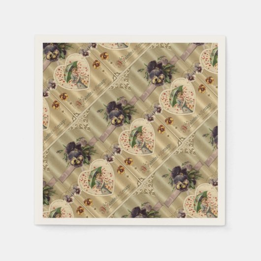 Viktorianisches Vintages Valentintagspapier Napkin Serviette (Vorderseite)
