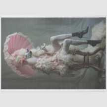 Viktorianisches Vintages weißes Poodle Rosa Decoup