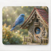 Viktorianisches Vogelhaus mit Blaumeisen Mousepad (Vorne)