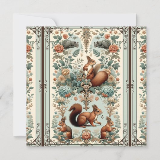 Viktorianisches Wald Eichhörnchen Tapestry Einladung (Vorderseite)