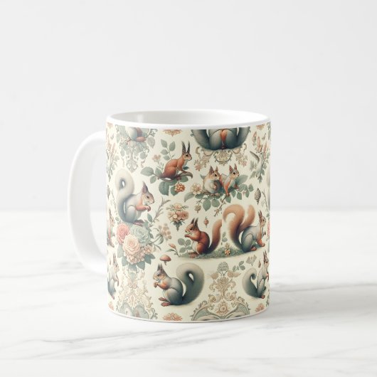 Viktorianisches Wald Eichhörnchen Tapestry Kaffeetasse (Vorderseite Links)