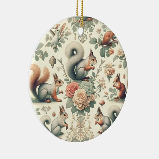 Viktorianisches Wald Eichhörnchen Tapestry Keramik Ornament (Rechts)