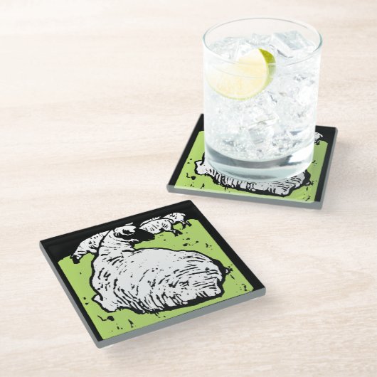 Viktorianisches Waldtierschaf Glasuntersetzer (Schrägansicht)