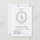 Viktorianisches Wappen Schwarzweiß-Monogramm Einladung (Vorderseite)