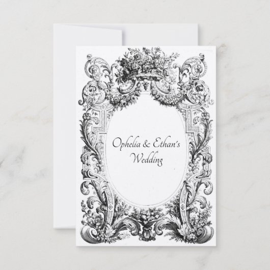 Viktorianisches Wappen Schwarzweiß-Monogramm Einladung (Rückseite)