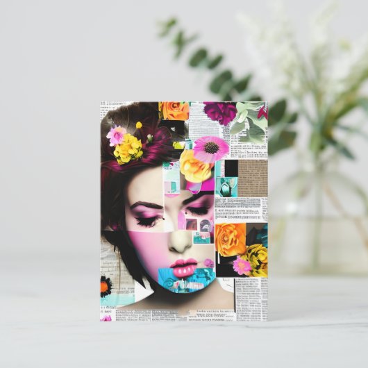 Viktorianisches weibliches Papier Collage Effect A Postkarte (Stehend Vorderseite)