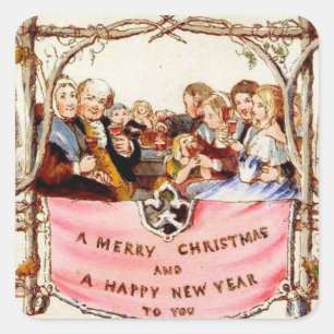Viktorianisches Weihnachten Quadratischer Aufkleber
