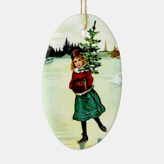 Viktorianisches Weihnachtsbaummädchen Keramik Ornament (Rechts)