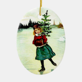 Viktorianisches Weihnachtsbaummädchen Keramik Ornament